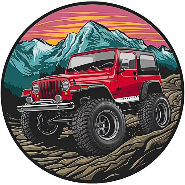 RED JEEP MOUNTAIN ROAD