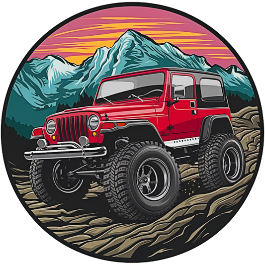 RED JEEP MOUNTAIN ROAD